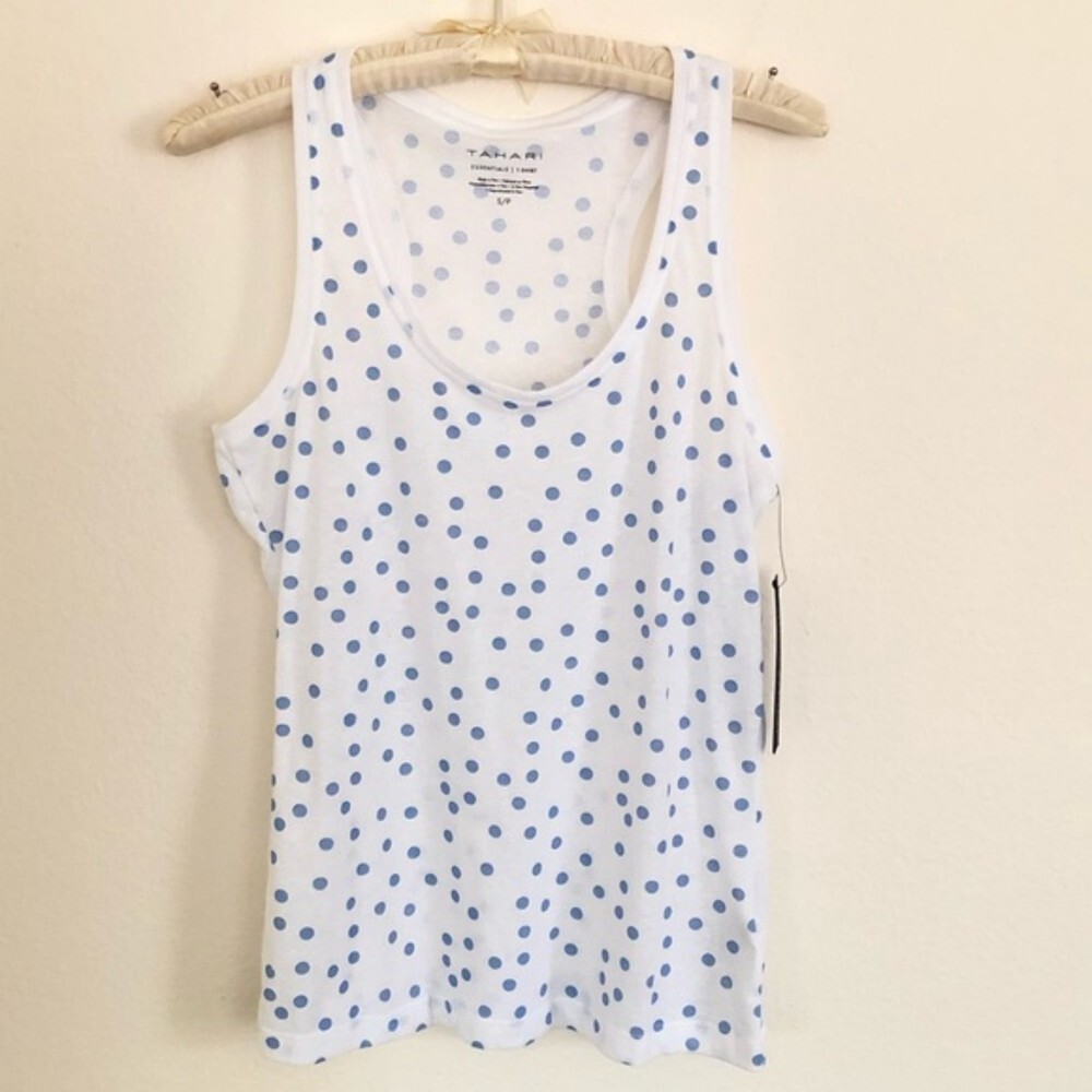 Tahari Polka Dot Scoop Neck Racerback Sleeveless Tank (NWT)